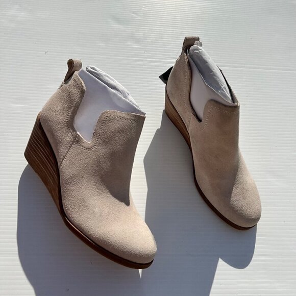 Toms Kallie Ankle Boot Booties Size 7 Sahara Suede Beige - Picture 2 of 15